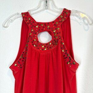 Cache Studded Mini Dress Red Y2K Sleeveless Small